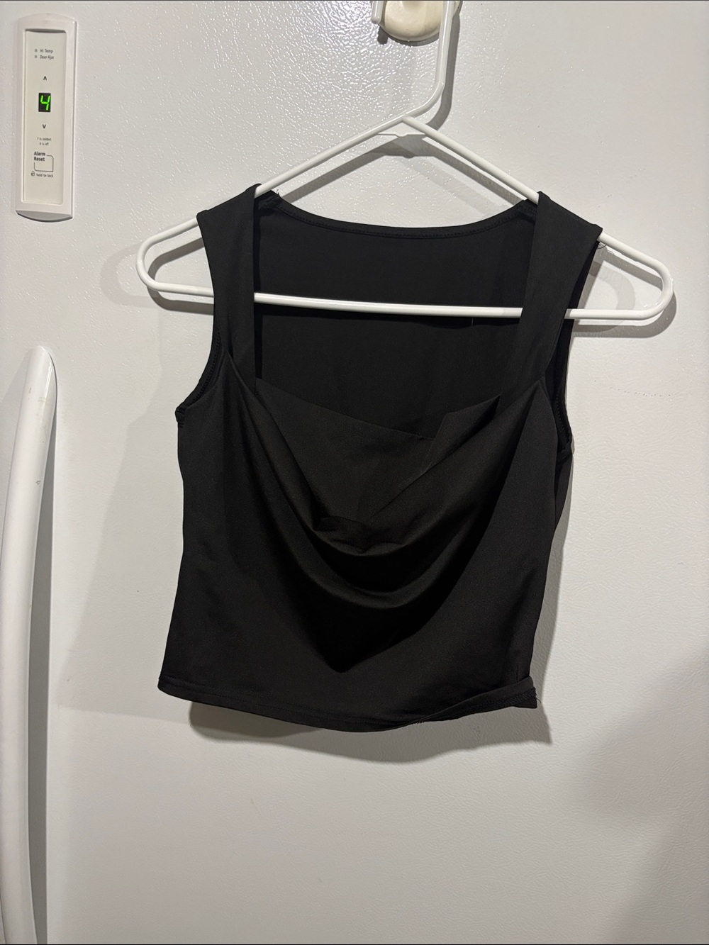 Source Unknown Black Draped Cowl Crop Top